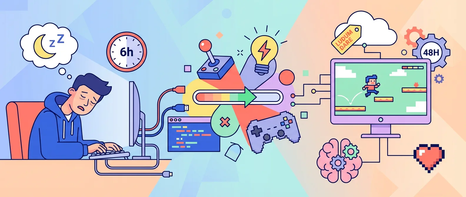 post header image for Ludum Dare - Hour 6