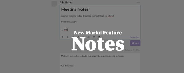 post cover image for New Markd Feature - Notes