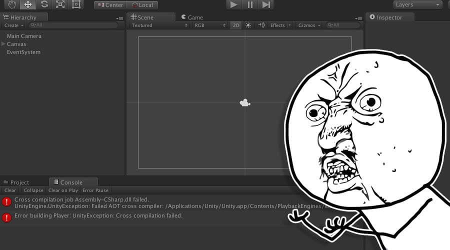 post header image for Fixing Unity's Failed AOT cross compiler error