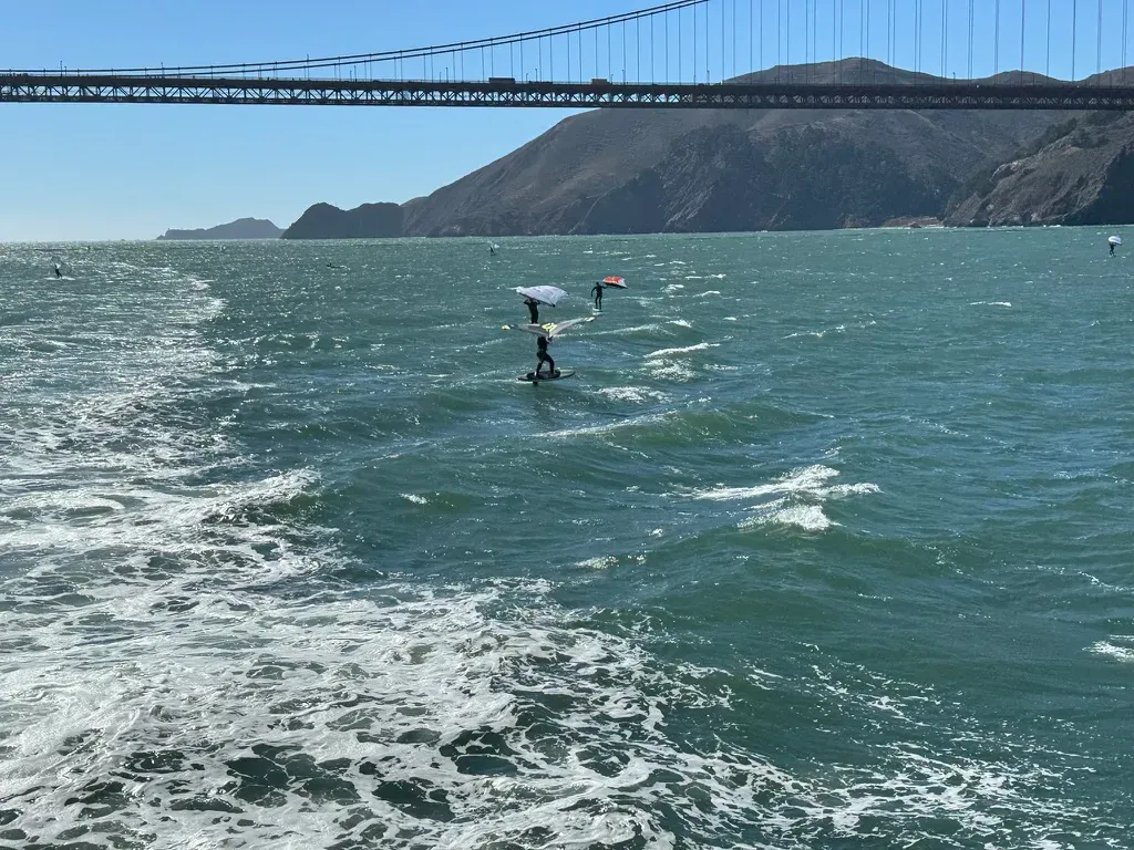 Wing foiling on San Francisco Bay