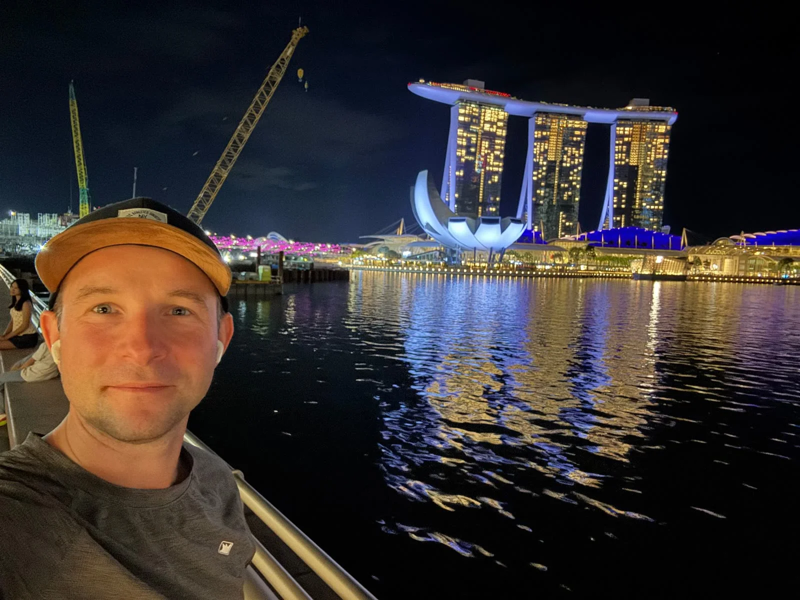 At Marina Bay Sands with the Singapore skyline behind me
