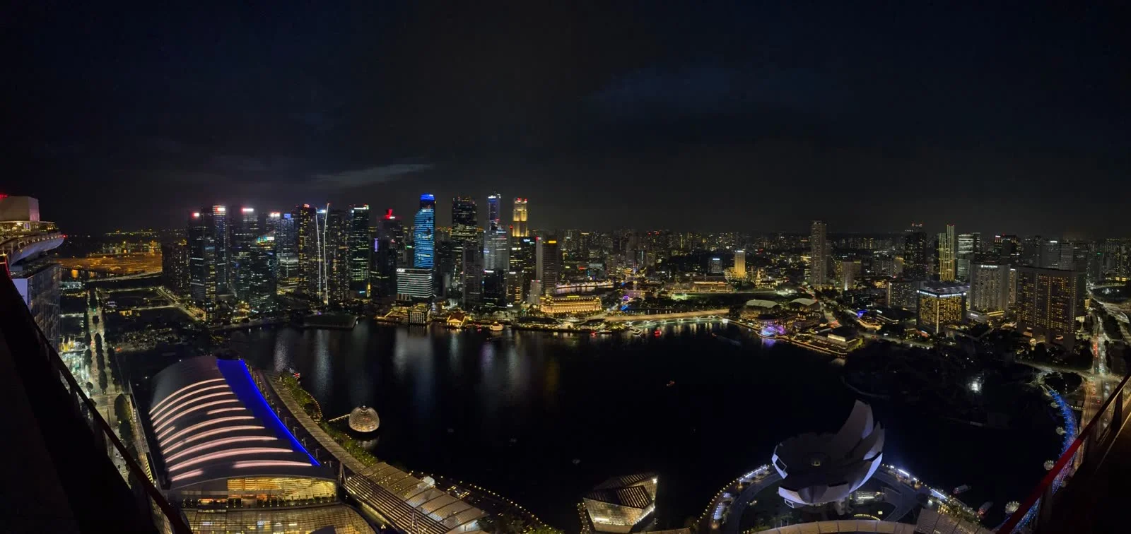 Singapore at night from above Marina Bay
